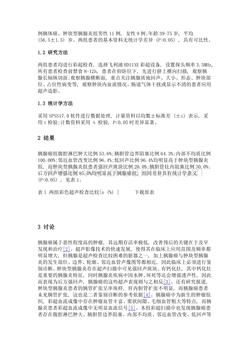 探讨胰腺癌与肿块型胰腺炎鉴别诊断中应用彩超检查的临床价值.doc_第2页