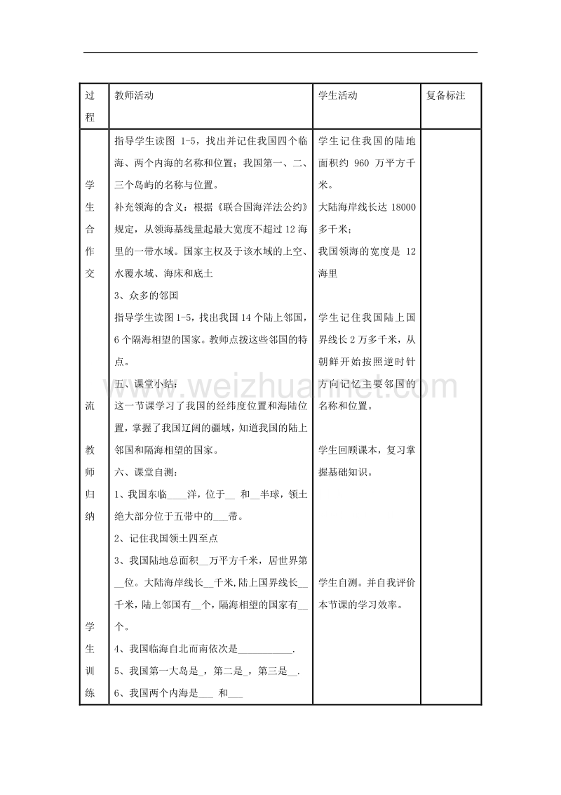 山东省邹平县实验中学八年级地理上册：第一章中国的疆域.doc_第3页