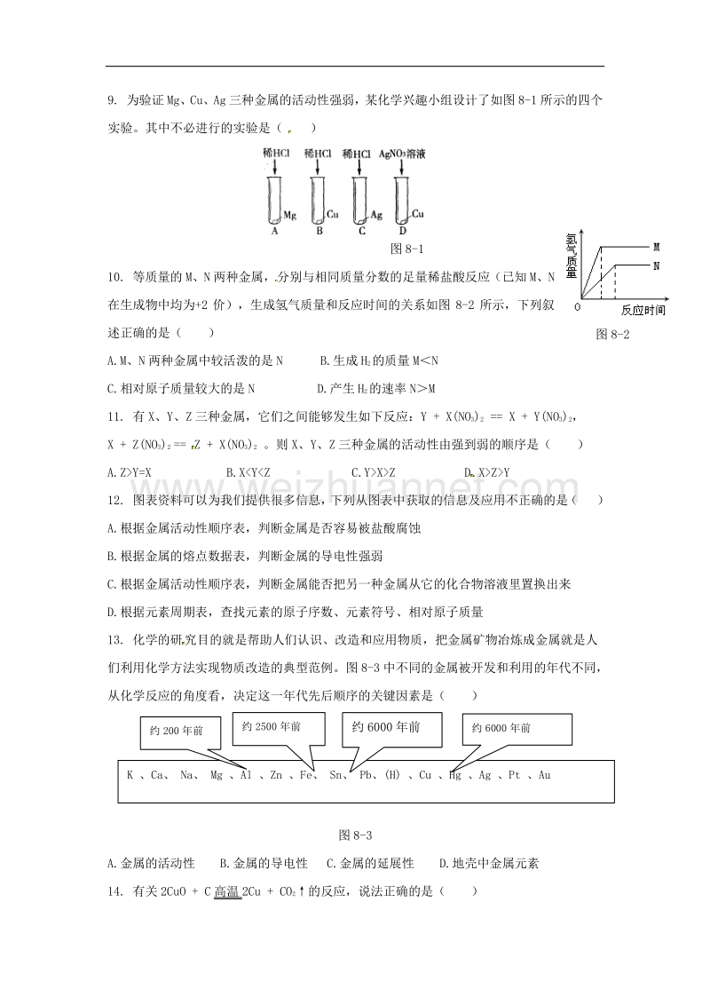 山东省广饶经济开发区2017_2018学年九年级化学上学期第一次月考试题（无答案）新人教版.doc_第2页