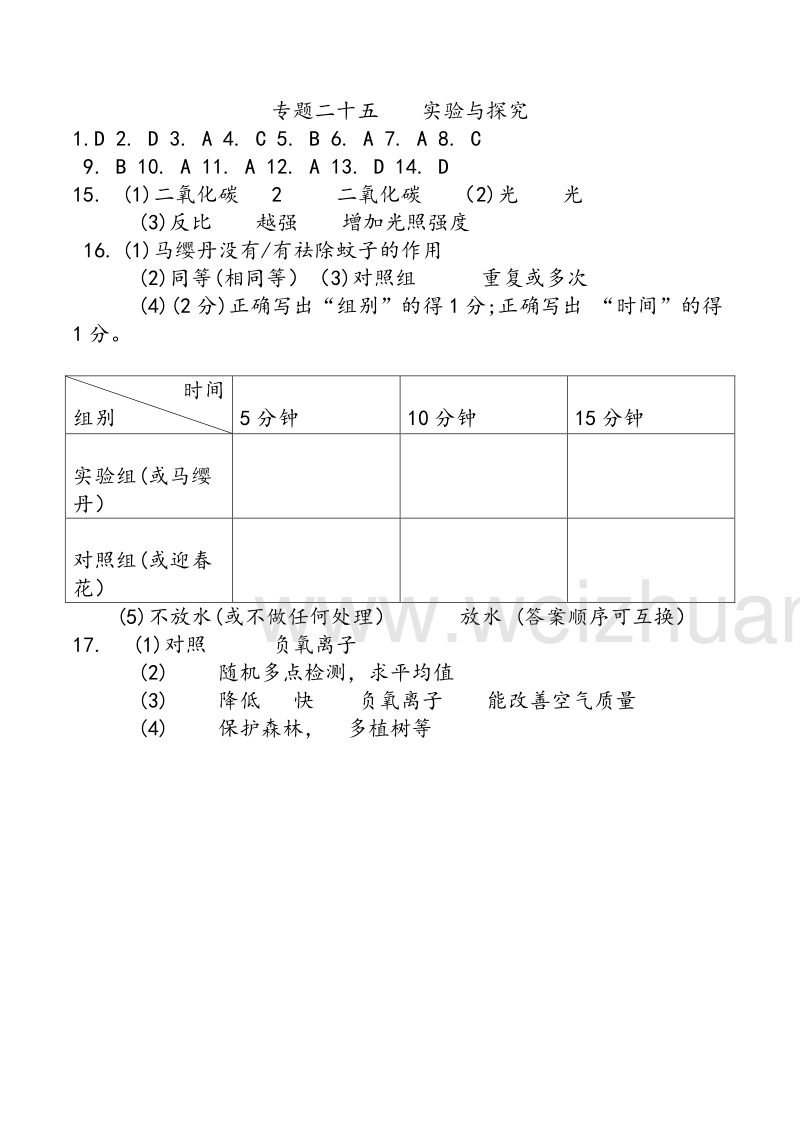 2016年平凉市八年级生物会考考点专题过关----专题二十五：  实验与探究试题pdf版（有答案）.pdf_第3页