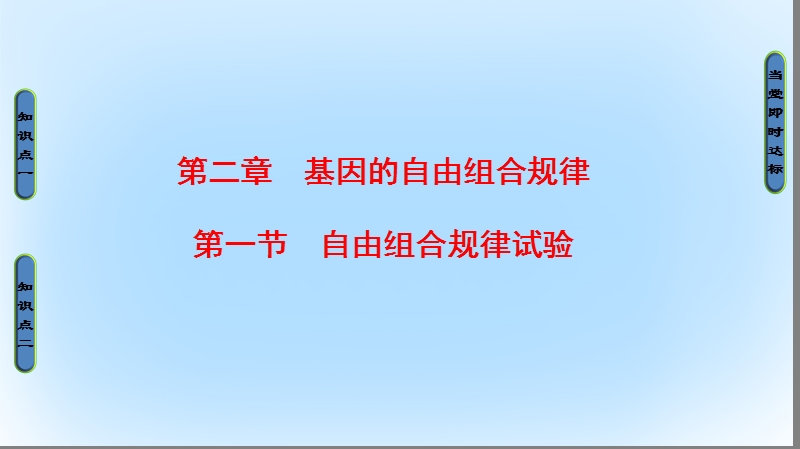 2017年高中生物 第2单元 遗传的基本定律 第2章 基因的自由组合规律 第1节 自由组合规律试验课件 中图版必修2.ppt_第1页