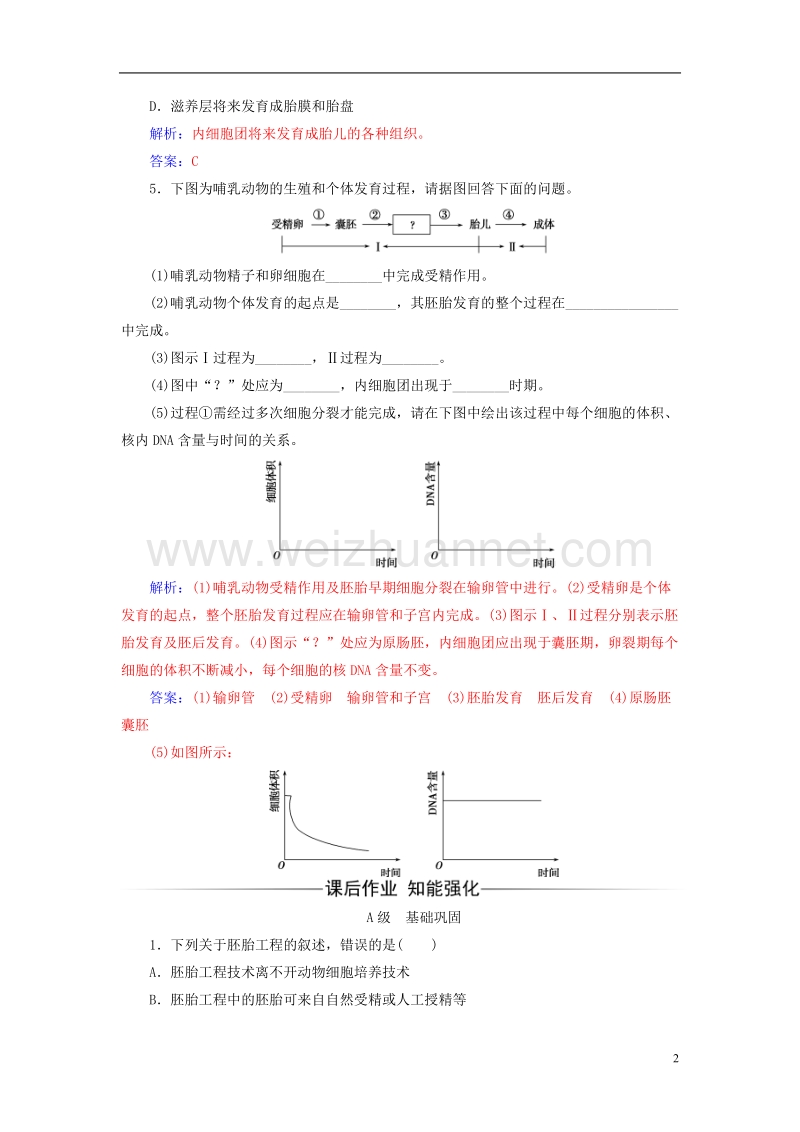 2017年高中生物专题3胚胎工程3.1体内受精和早期胚胎发育练习新人教版选修3.doc_第2页