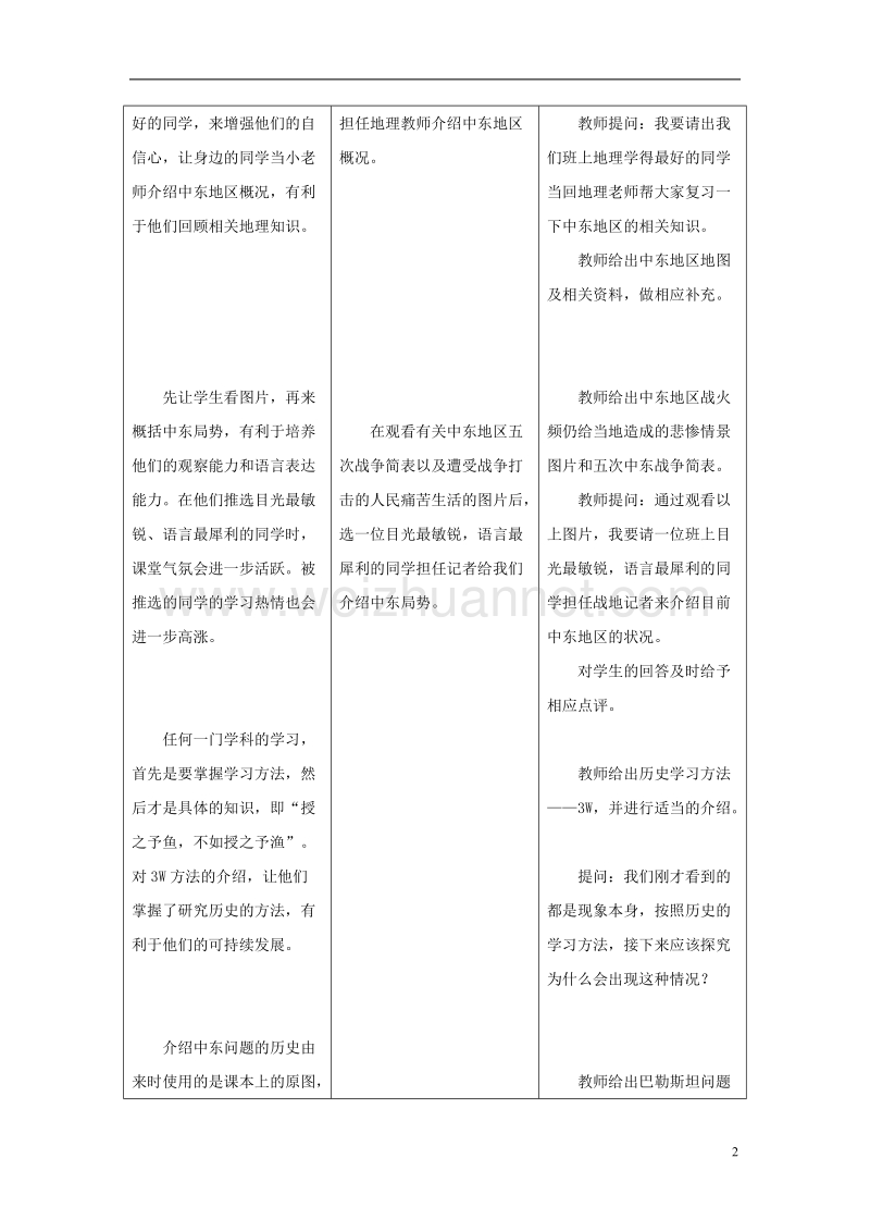 2017年九年级历史下册 第六单元 第13课 动荡的中东地区教案4 新人教版.doc_第2页