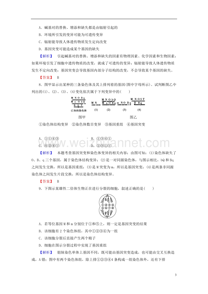 2017年高中生物 第3单元 遗传与变异的分子基础 第2章 基因对性状的控制 第3节 基因与性状学业分层测评 中图版必修2.doc_第3页