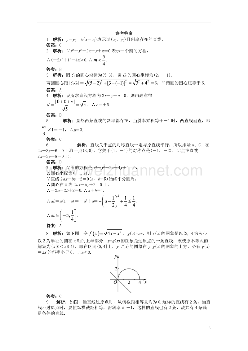 2017年高中数学 解析几何初步单元检测 湘教版必修3.doc_第3页