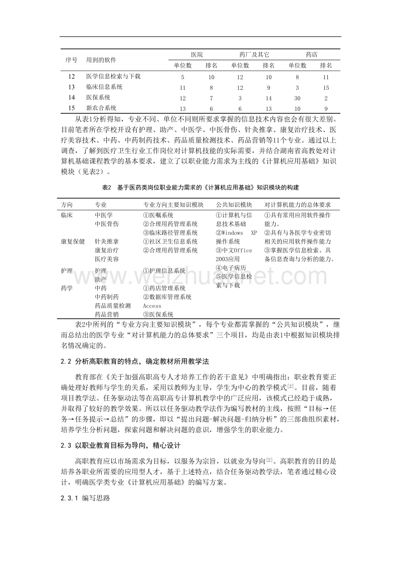 以职业能力培养为核心,建设医学类高职高专《计算机应用基础》特色教材.doc_第3页