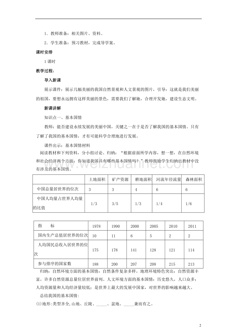 2017年八年级地理下册 第九章 建设永续发展的美丽中国教案 （新版）湘教版.doc_第2页