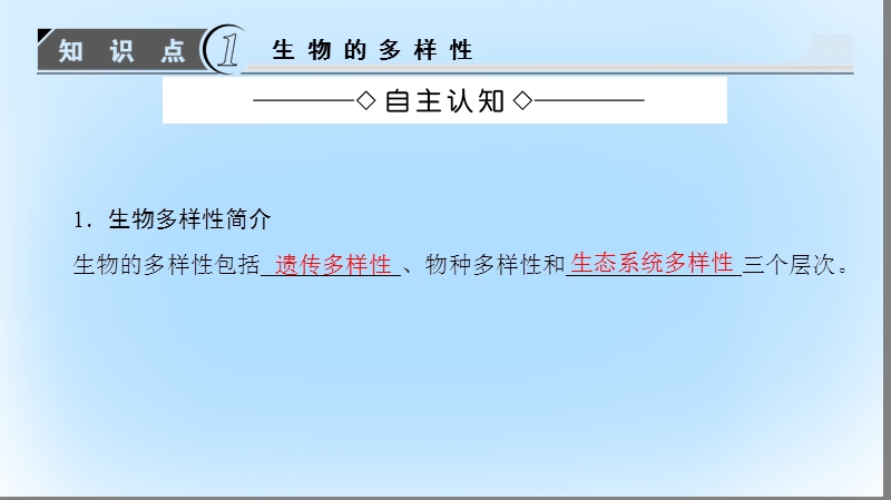 2017年高中生物 第4单元 遗传变异与进化 第2章 化与生物多样性进化与生物多样性 第1节、第2节 生物多样性简介、生物多样性的形成课件 中图版必修2.ppt_第3页