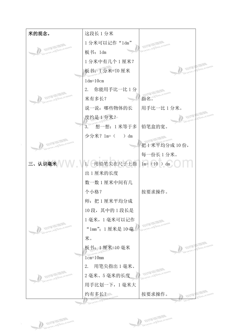 三年级数学上册教案 分米和毫米的认识 2（北京课改版）.doc_第2页