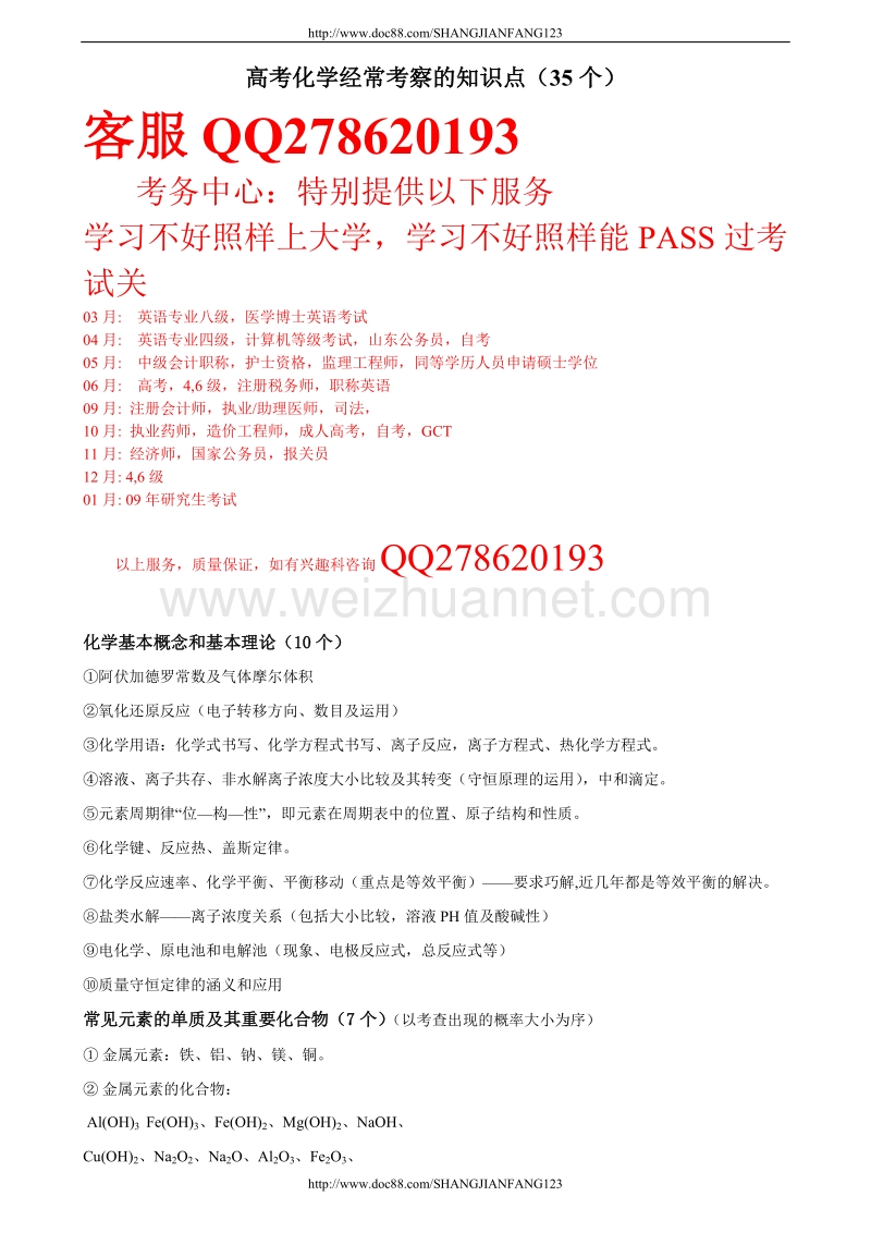 高考化学经常考察的知识点（35个）.doc_第1页