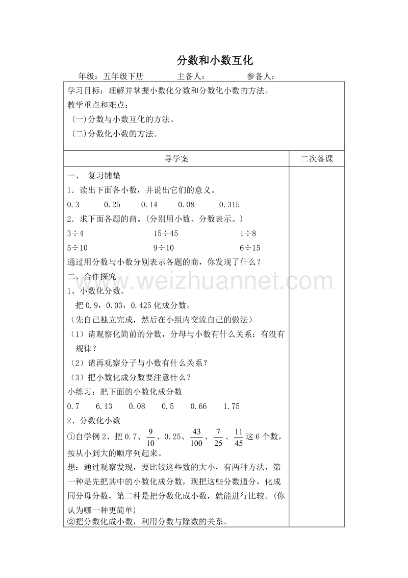 （人教新课标）春五年级数学下册拓展资料 分数和小数互化4.6.doc_第1页