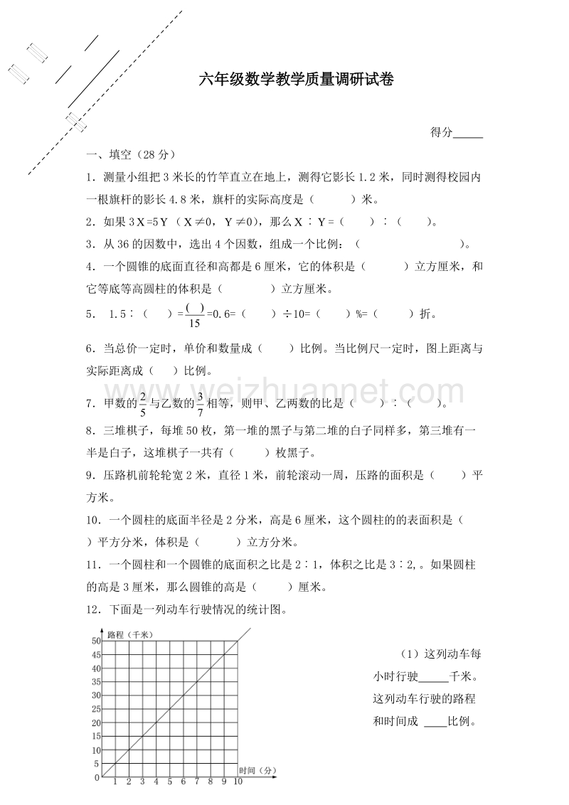 (苏教版)六年级数学下册 期中测试卷.doc_第1页