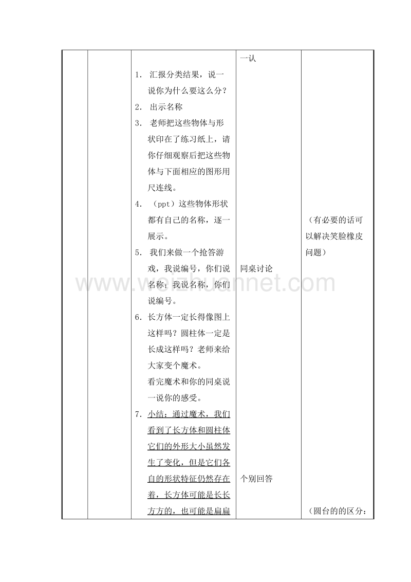 （沪教版） 2015秋一年级数学上册 《物体的形状》教案.doc_第3页