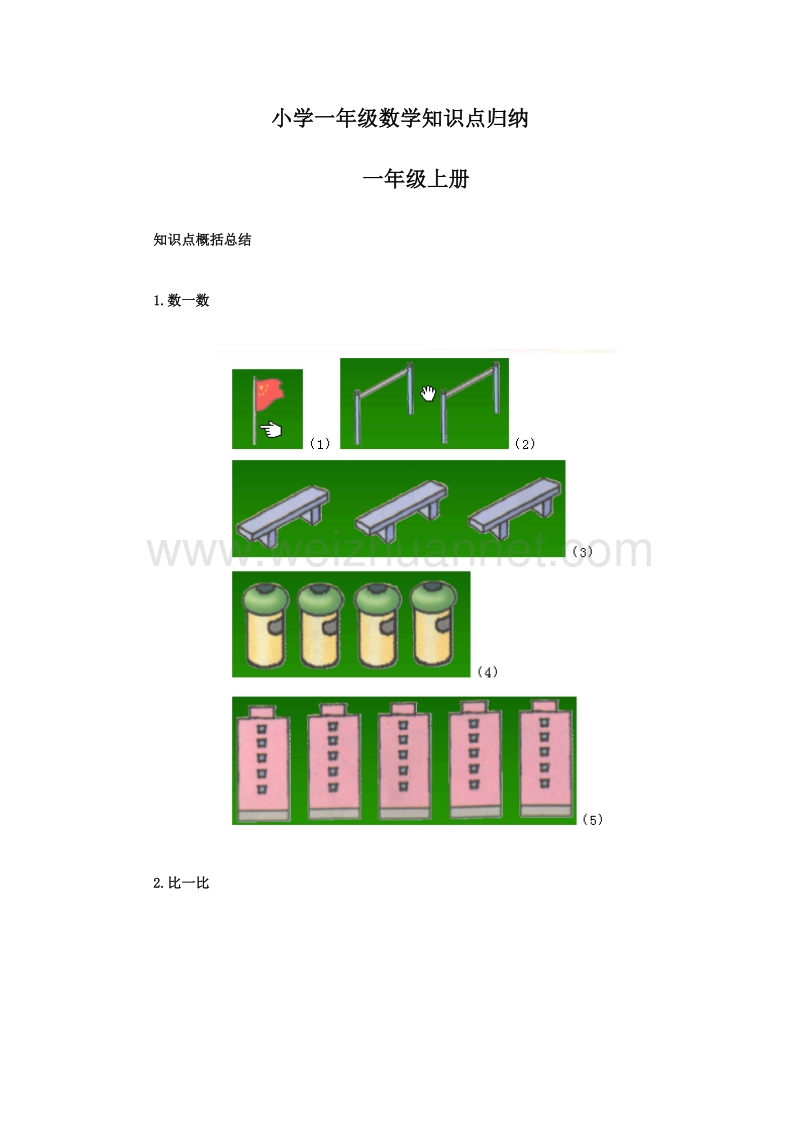 一年级上数学综合试卷【数学】小学一年级数学知识点归纳人教新课标.doc_第1页