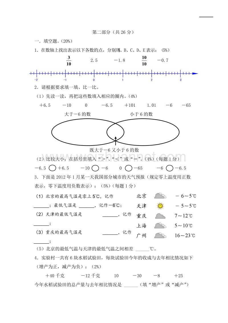 2016沪教版 小学数学五年级(下) 期中评估测试卷.doc_第2页