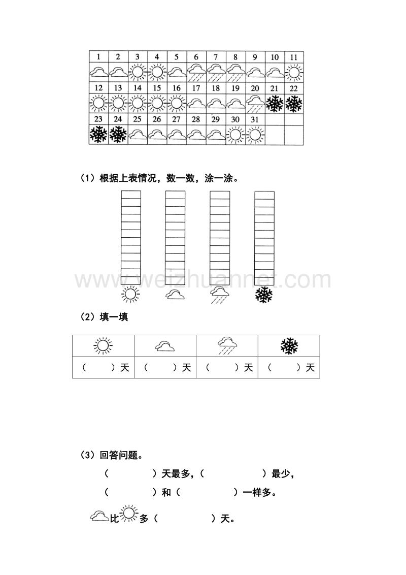 新人教版一下数学第三单元分类与整理测试题.doc_第3页