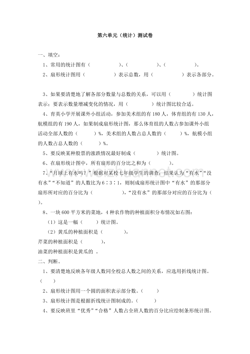 （人教新课标）六年级数学上册 第六单元 测试卷.doc_第1页