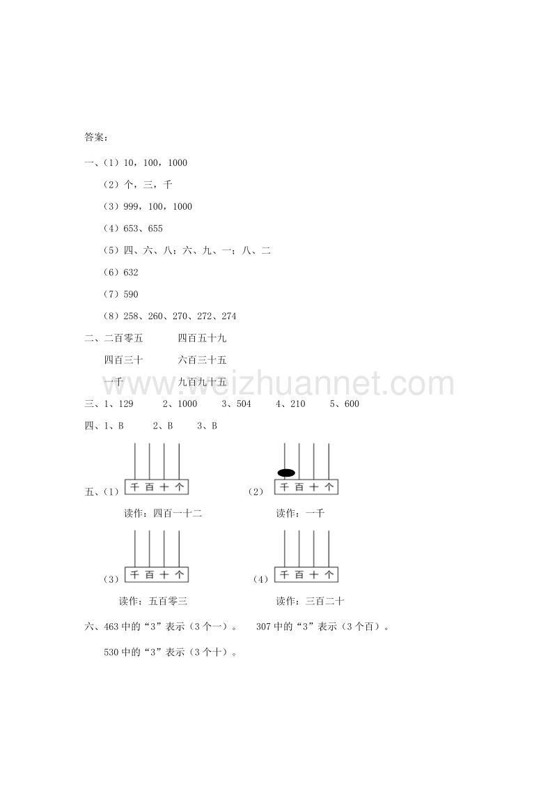 【精品】人教新课标版二年级下册数学同步练习-7.千以内数的认识1.doc_第3页