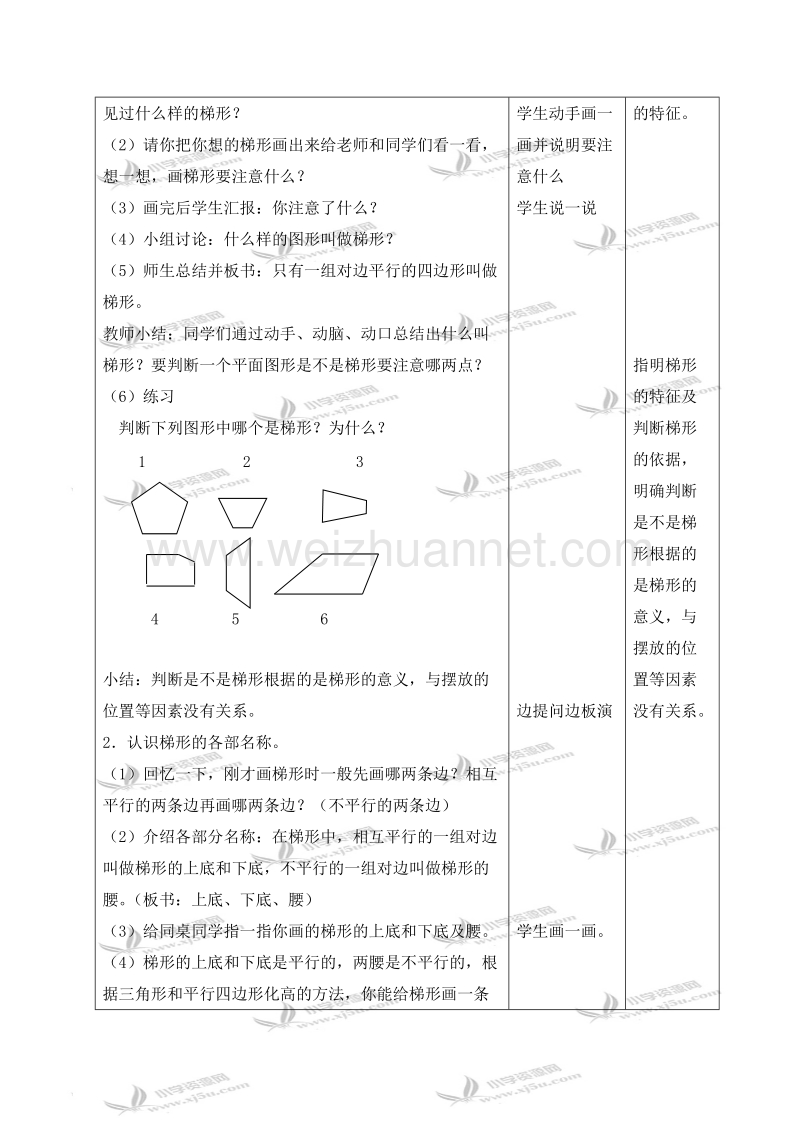 五年级数学上册教案 梯形的认识（北京课改版）.doc_第2页