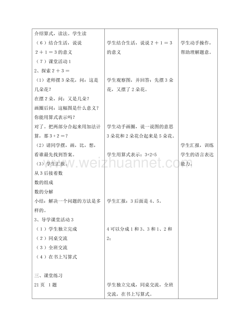 （西师大版）一年级数学上册 第一单元：10以内数的认识和加减法（一） 5以内数的加法（1） 教案.doc_第2页