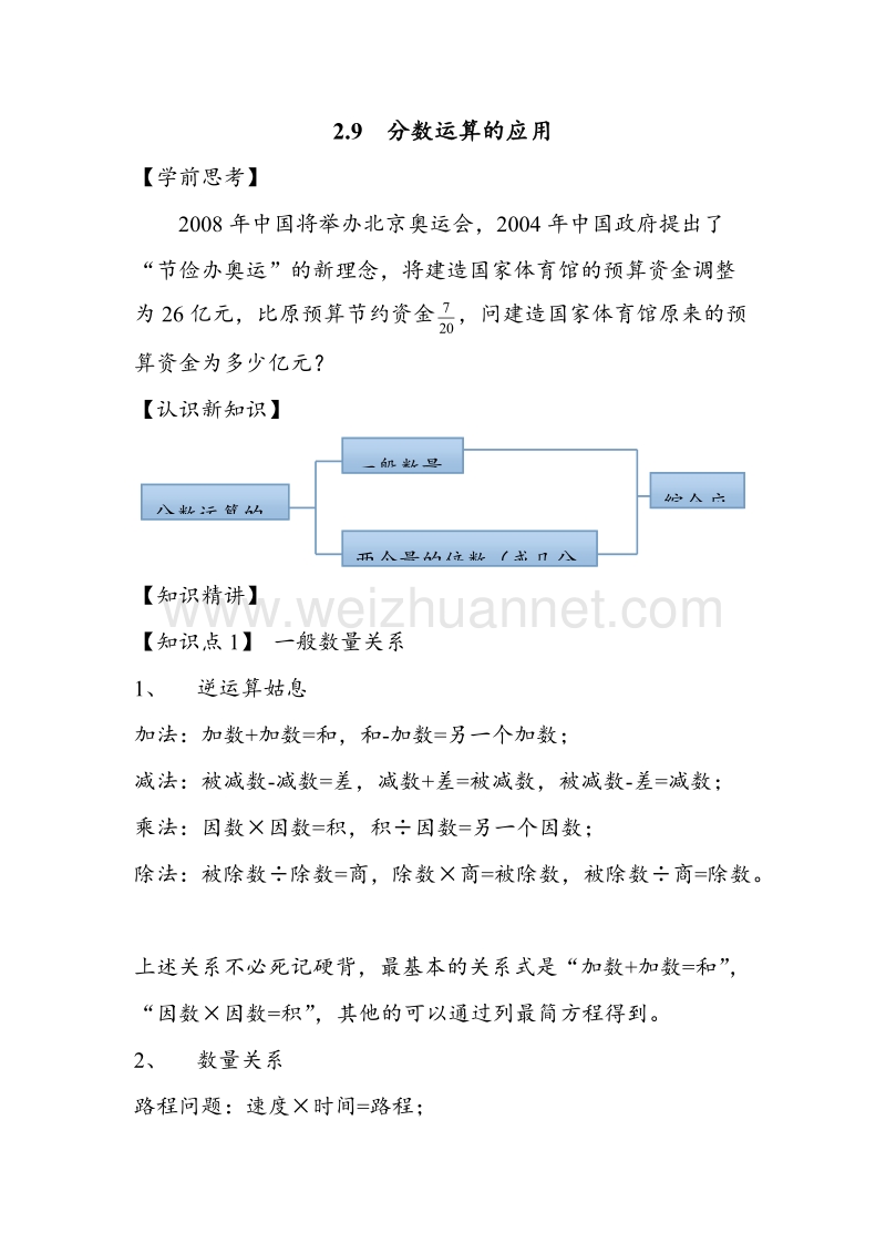 （沪教版） 2015秋六年级数学上册  《分数运算的应用》教案.doc_第1页