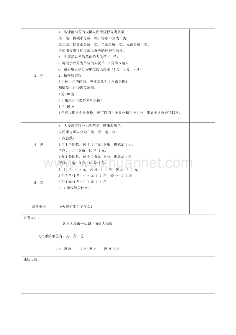 一年级下数学教案第1课时  认识人民币—认识小面值人民币人教新课标.doc_第2页