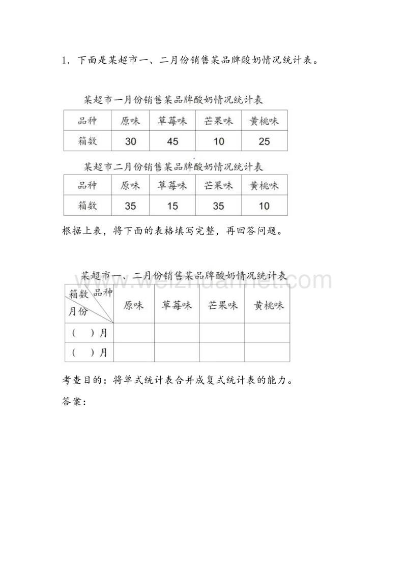 2016春（人教新课标）三年级数学下册同步练习 3.统计单元试卷.doc_第3页