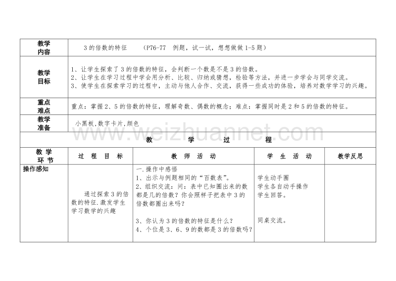 （北京课改版）五年级下册数学第三单元4、3的倍数的特征.doc_第1页