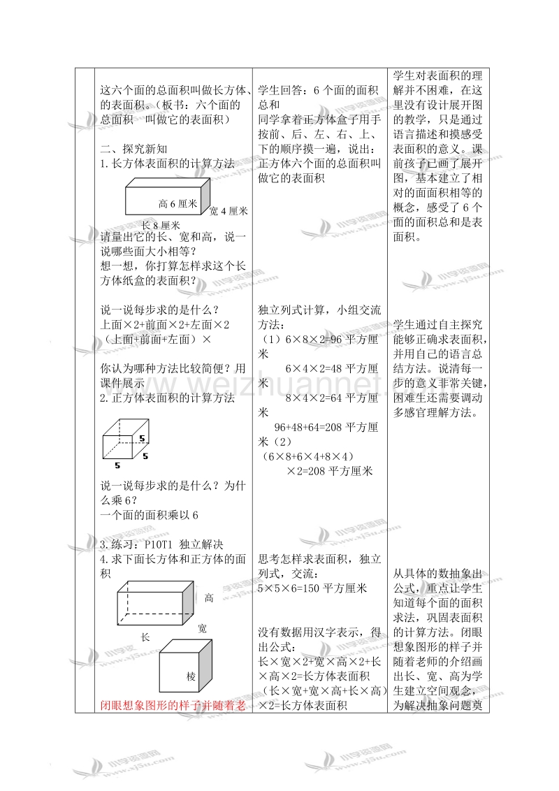 五年级数学下册教案 长方体和正方体的表面积 3（北京课改版）.doc_第2页