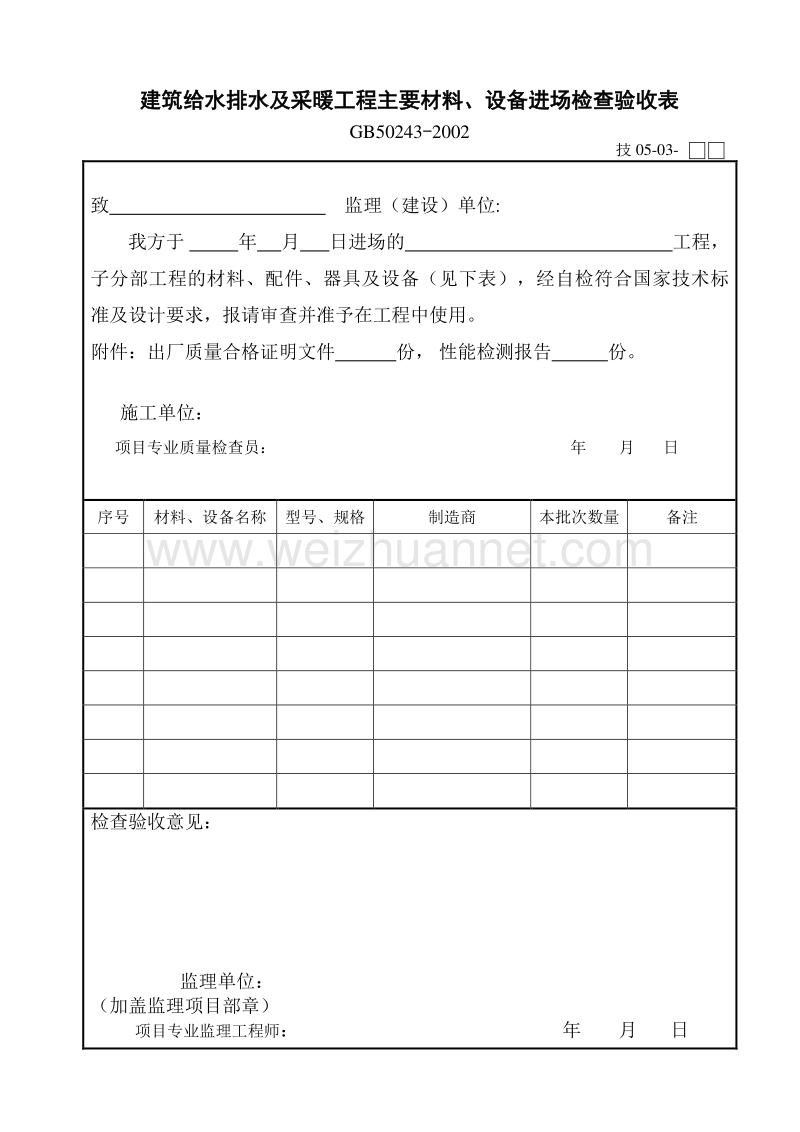 03 建筑给水排水及采暖工程主要材料、设备进场检查验收.doc_第1页