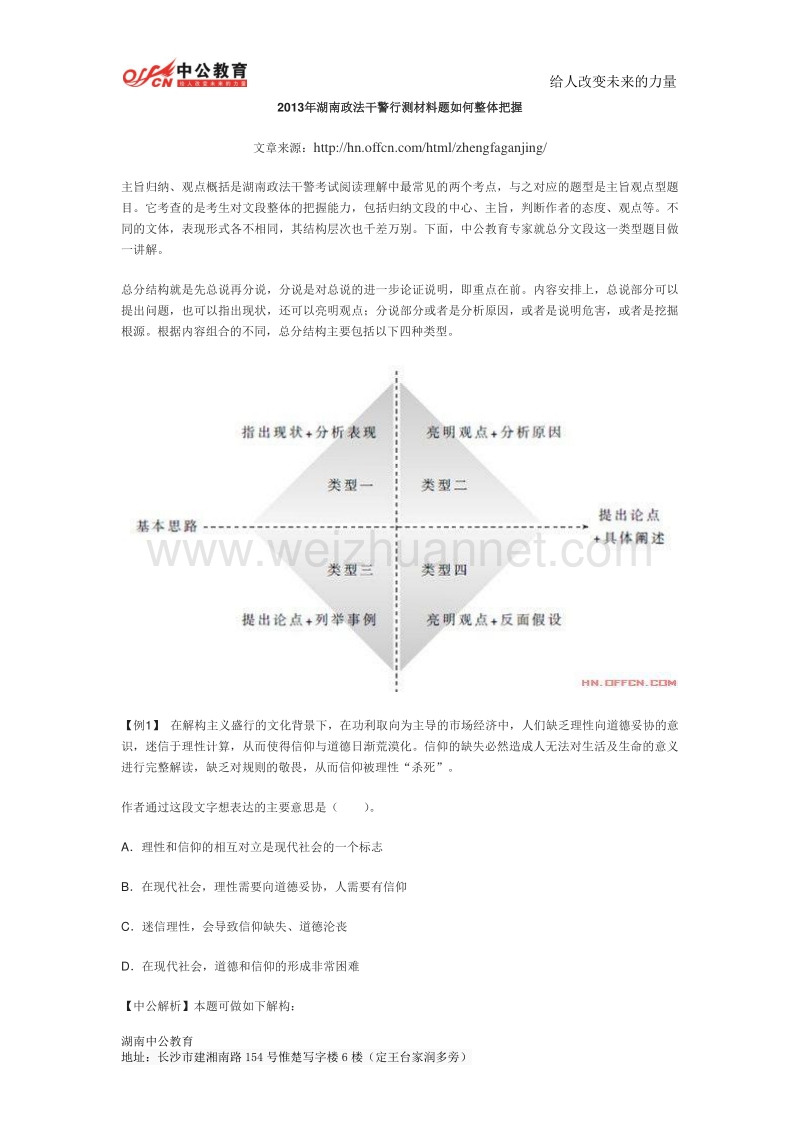 2013年湖南政法干警行测材料题如何整体把握.doc_第1页