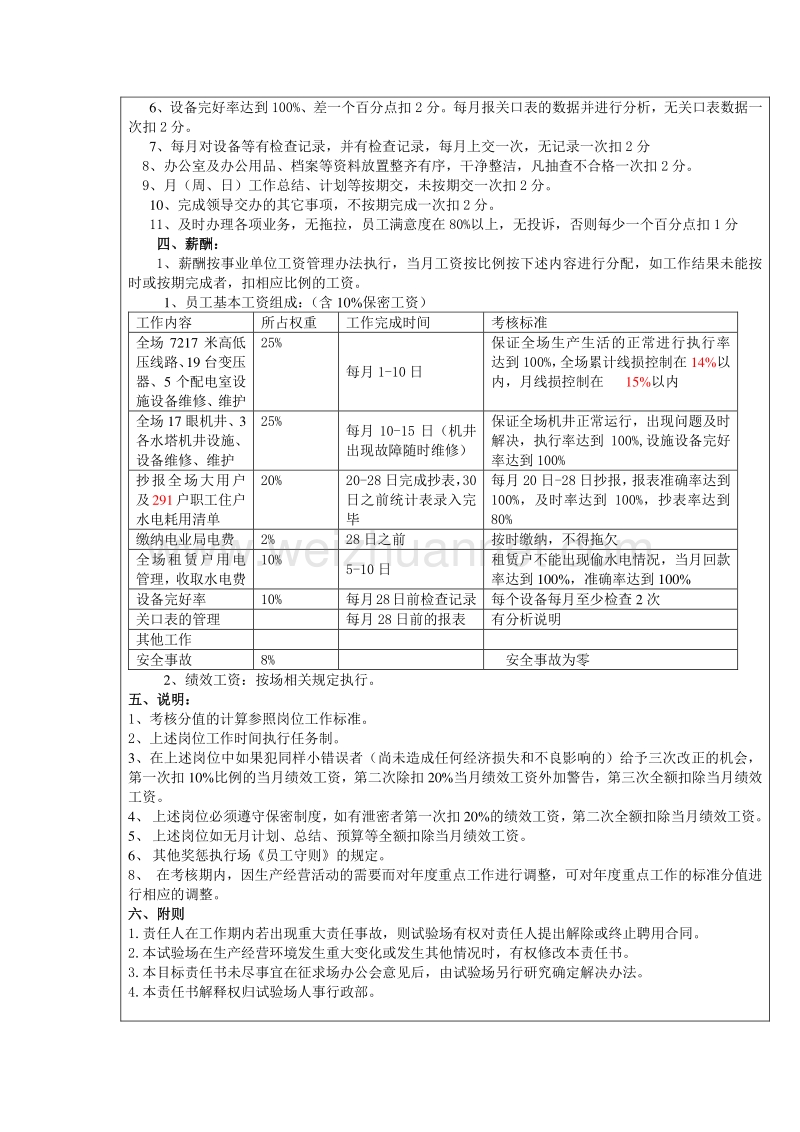 2011电工绩效考核目标责任书.doc_第2页