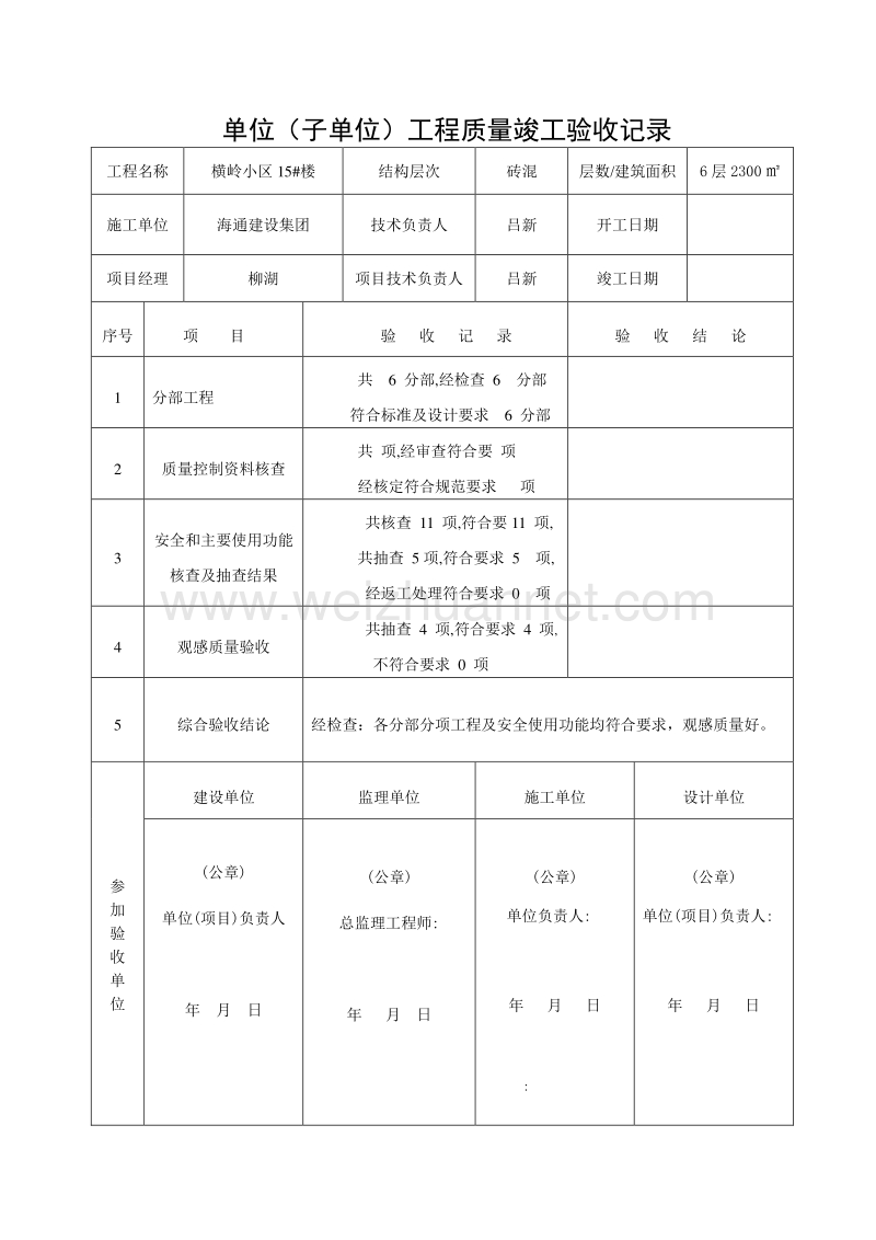 401单位工程质量竣工验收记录.doc_第2页