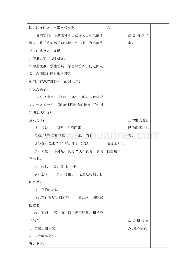 甘肃省武威市第十七中学八年级语文下册 23《马说》教案1 （新版）新人教版.doc_第3页