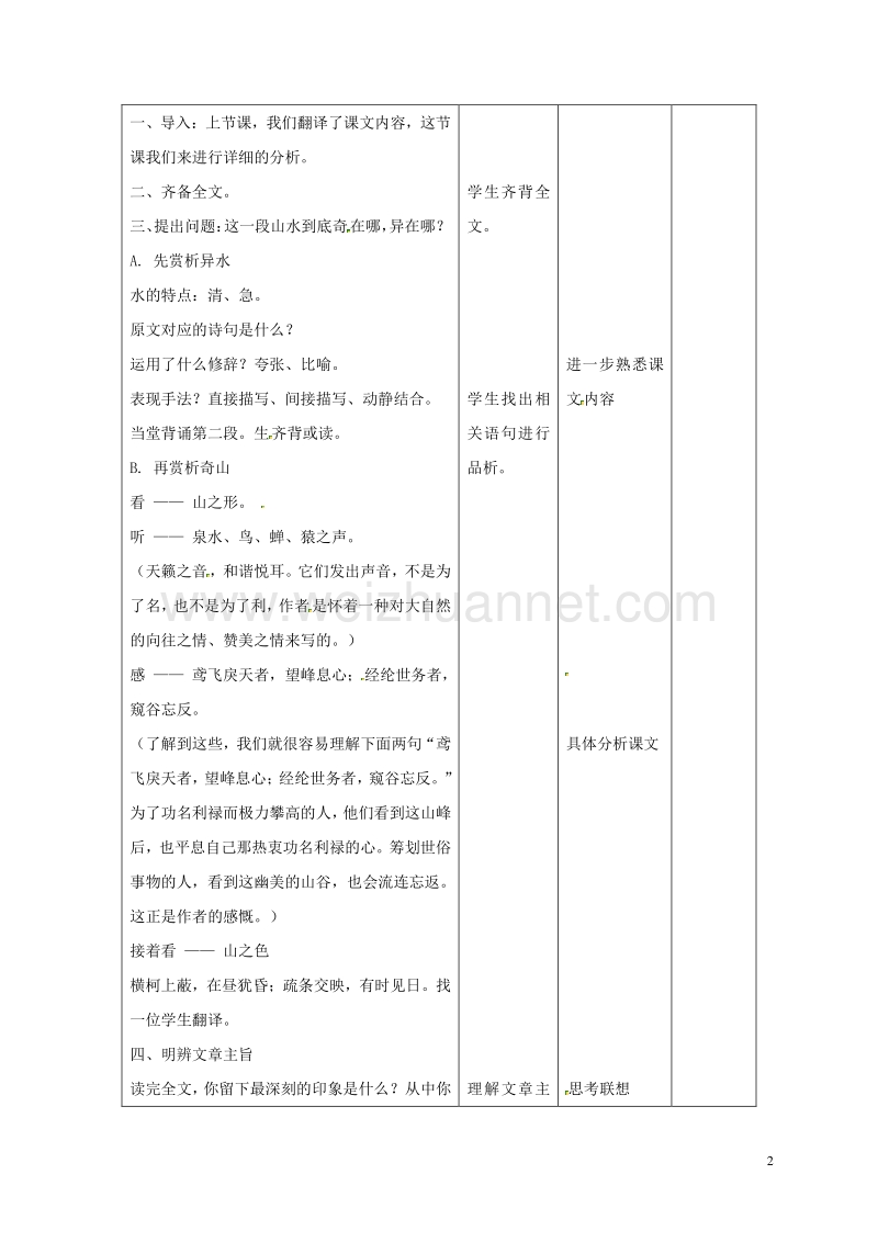 甘肃省武威市第十七中学八年级语文下册 21《与朱元思书》教案 （新版）新人教版.doc_第2页