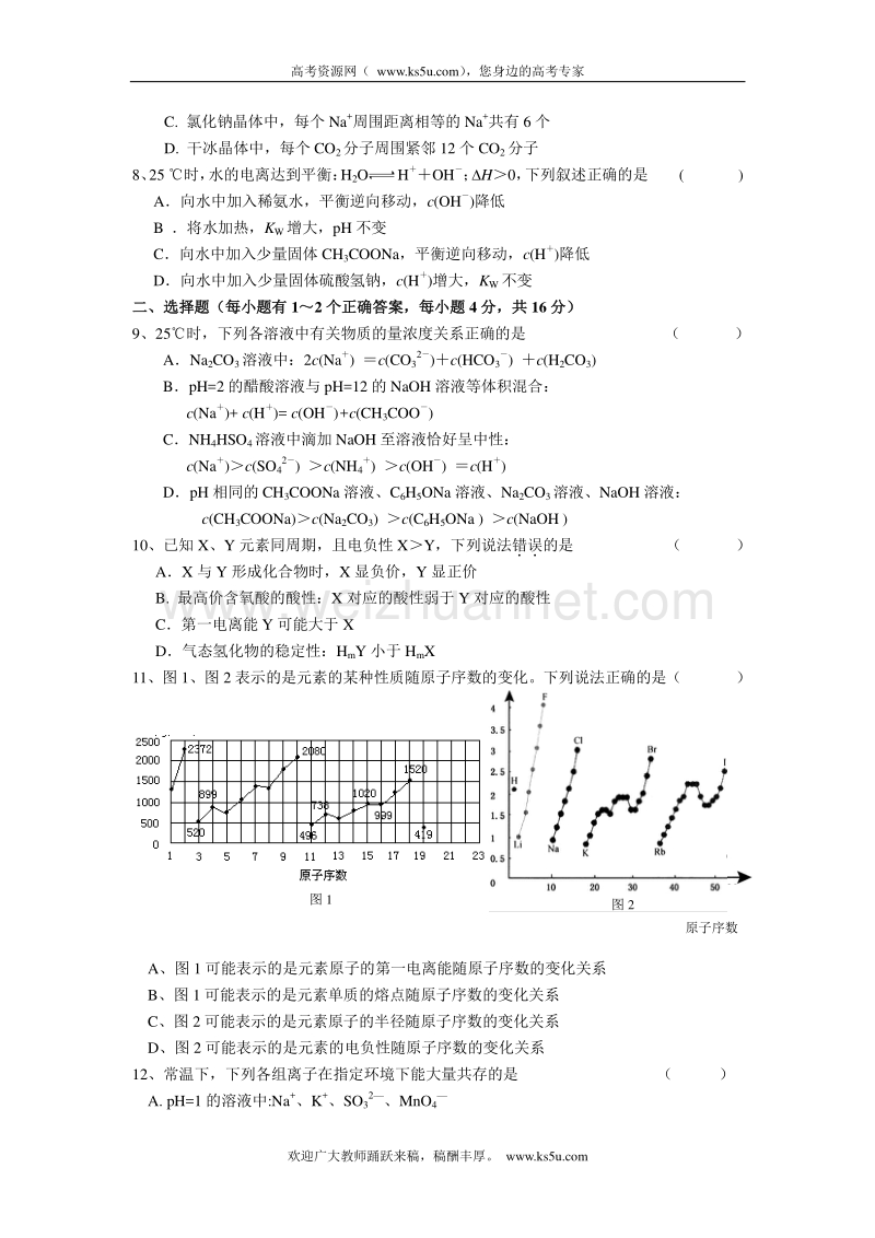 江苏省溧阳市南渡高级中学高二下学期化学周练试题（19）无答案.doc_第2页