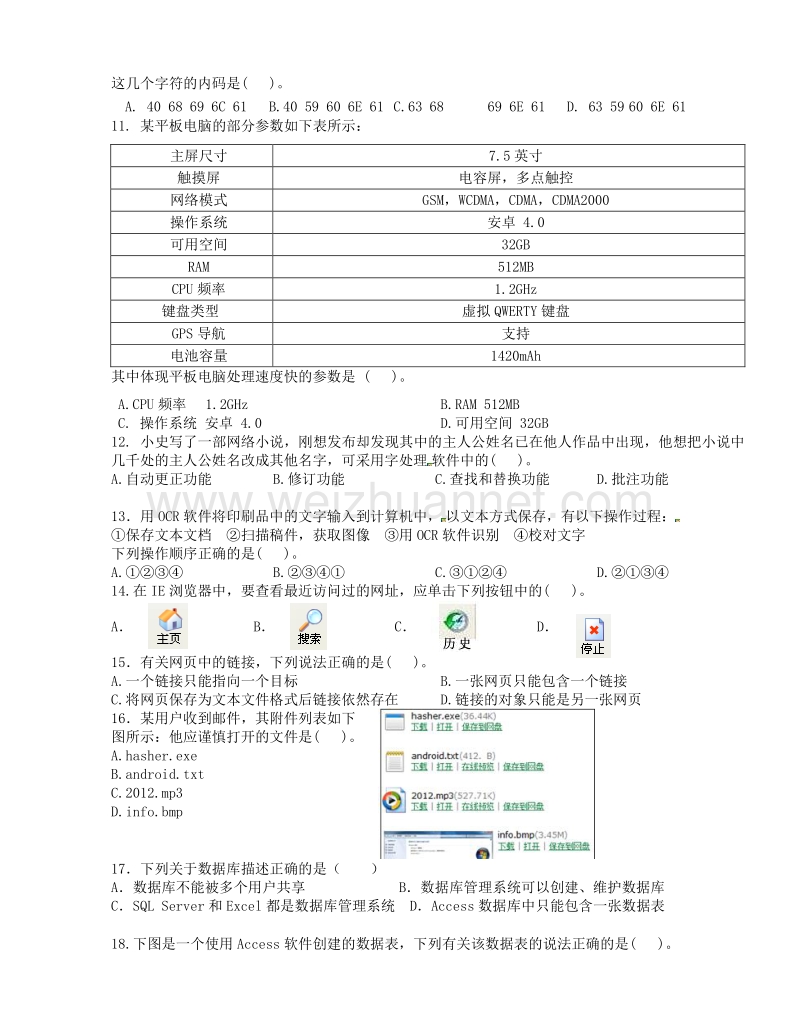 浙江省桐乡市茅盾中学2015-2016学年高一下学期期中考试信息技术试题.doc_第2页