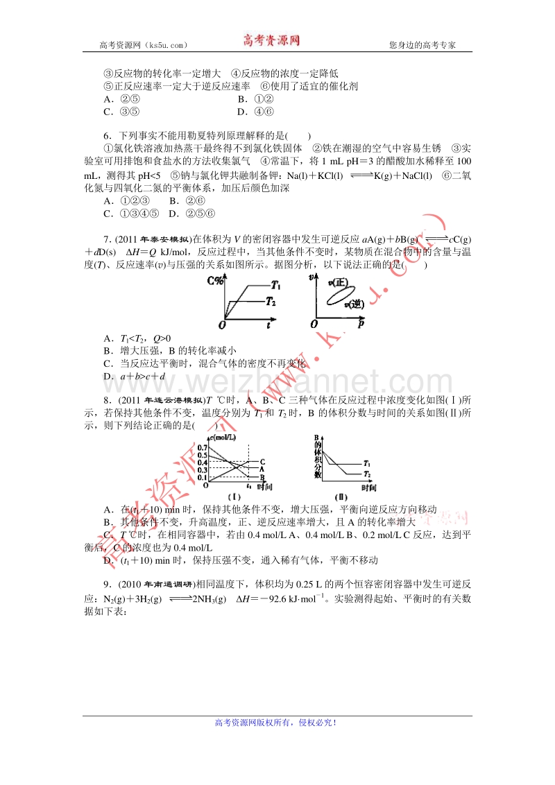 江苏省淮安市范集中学2012届高三第十四周周测化学试题（无答案）.doc_第2页