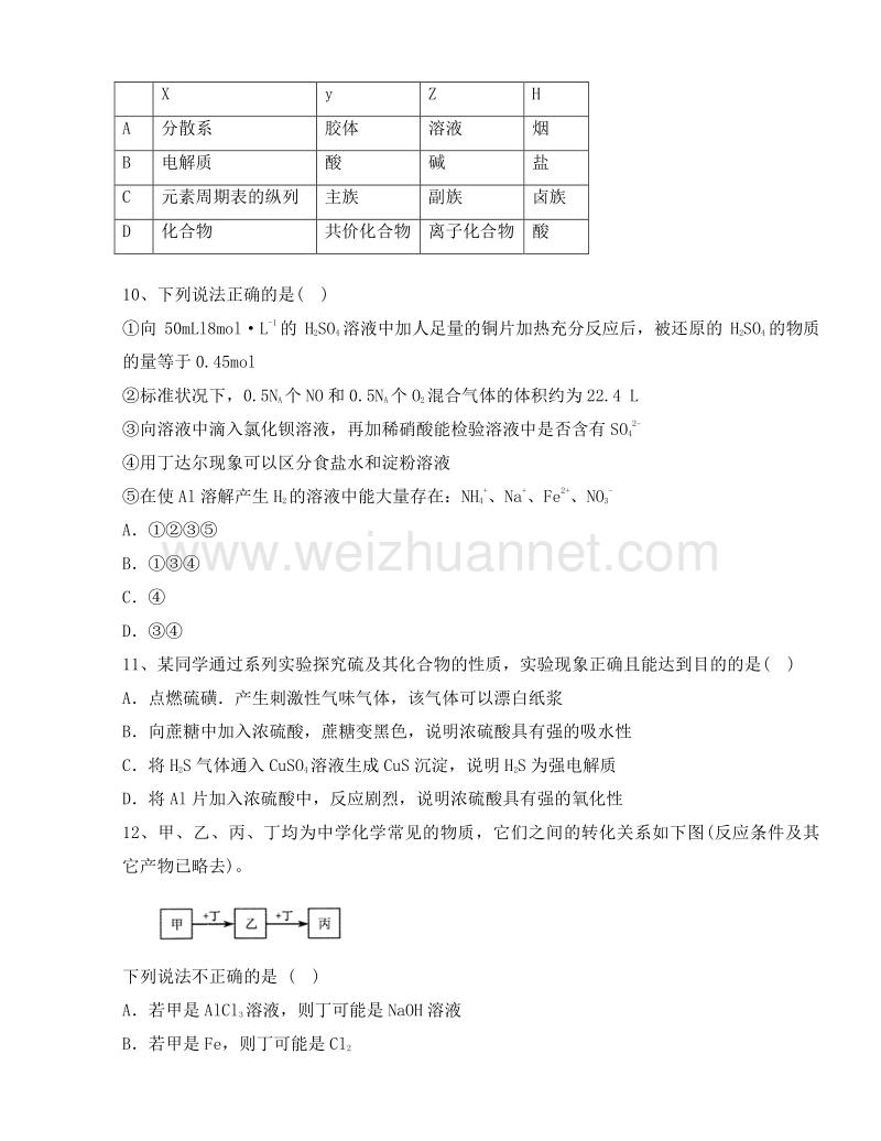 江西万安2017届高三化学一轮强化训练《物质的分类》复习试卷.doc_第3页