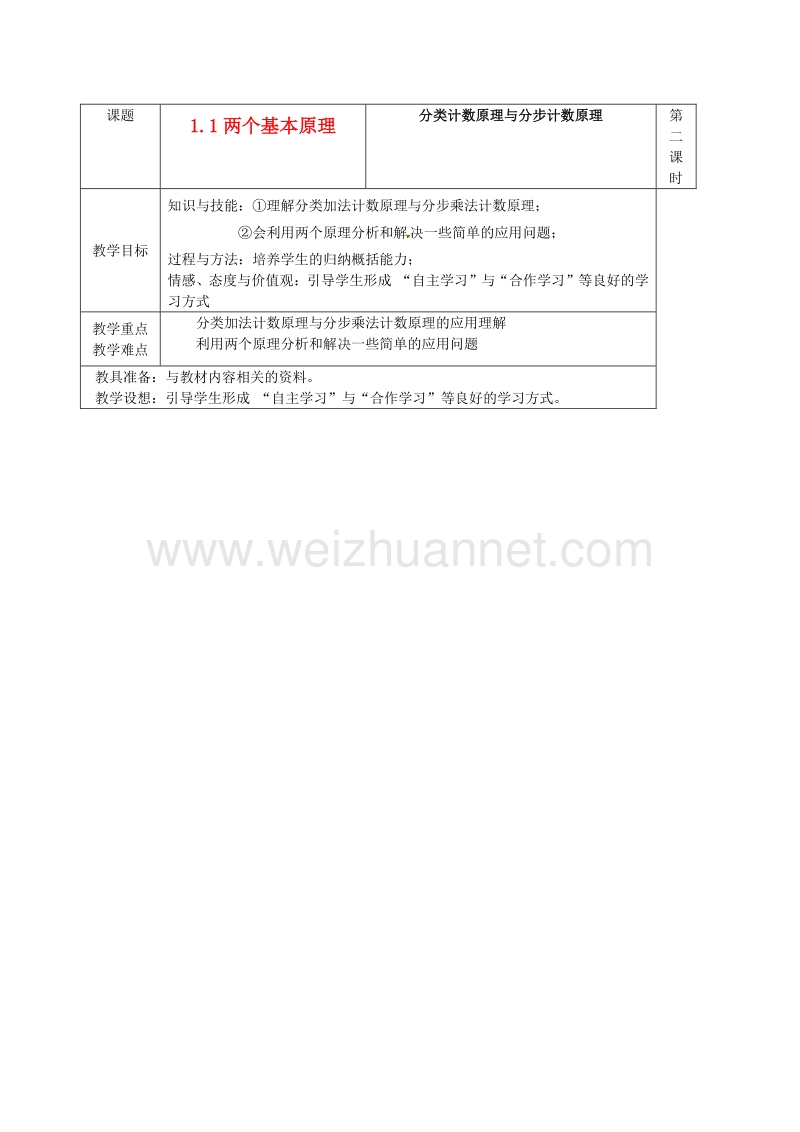 高中数学 1.1 两个基本计数原理教案2 苏教版选修2-3.doc_第1页