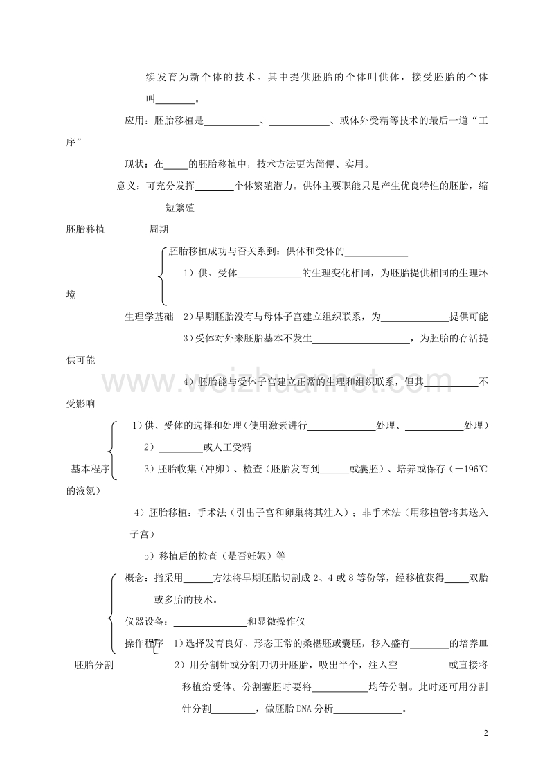 高中生物 3.3 胚胎工程的应用及前景学案 新人教版选修3.doc_第2页