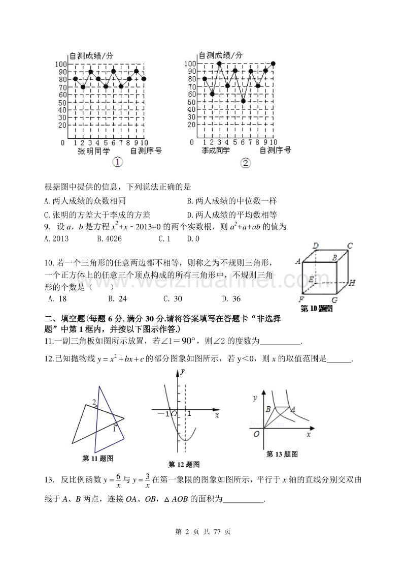 福州八中2016年高中自主招生考试样卷(数学物理化学)【精选】-(2).doc_第2页