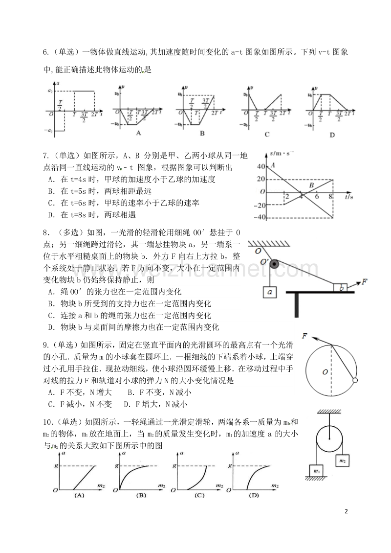 辽宁省沈阳市东北育才学校2017届高三物理上学期第一次模拟考试试题.doc_第2页