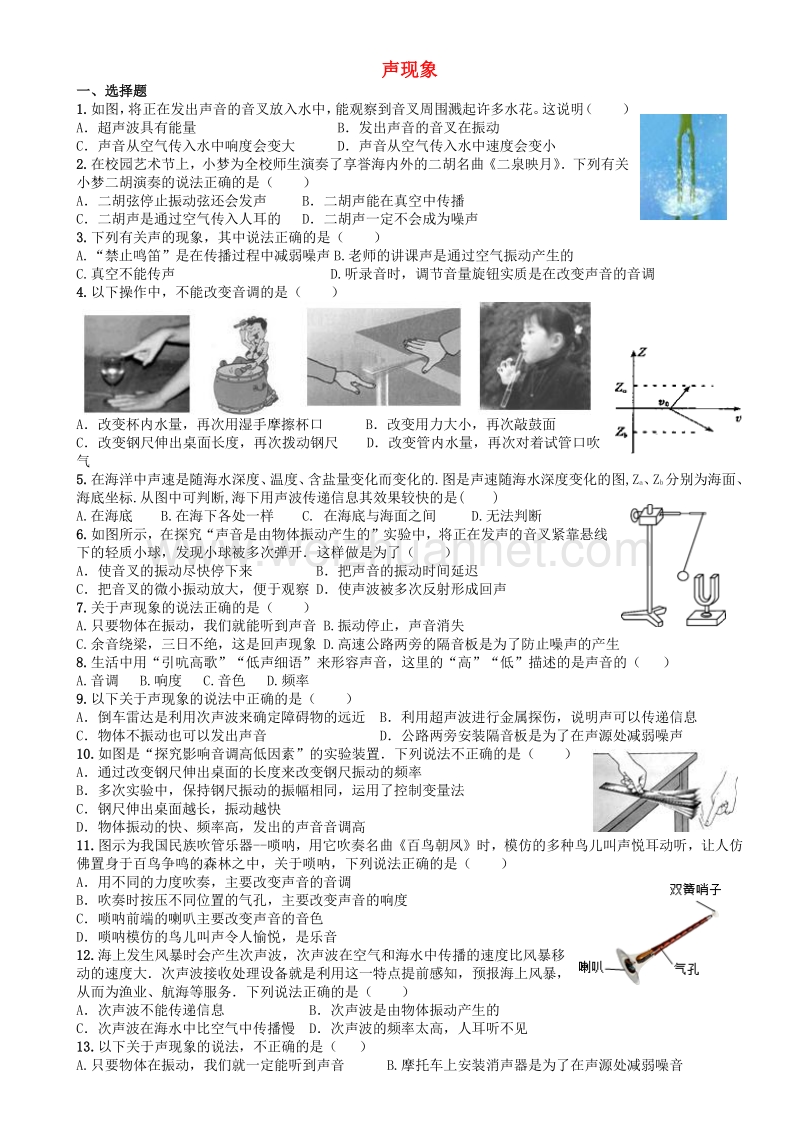 四川省成都市2017年中考物理专题复习声现象训练.doc_第1页