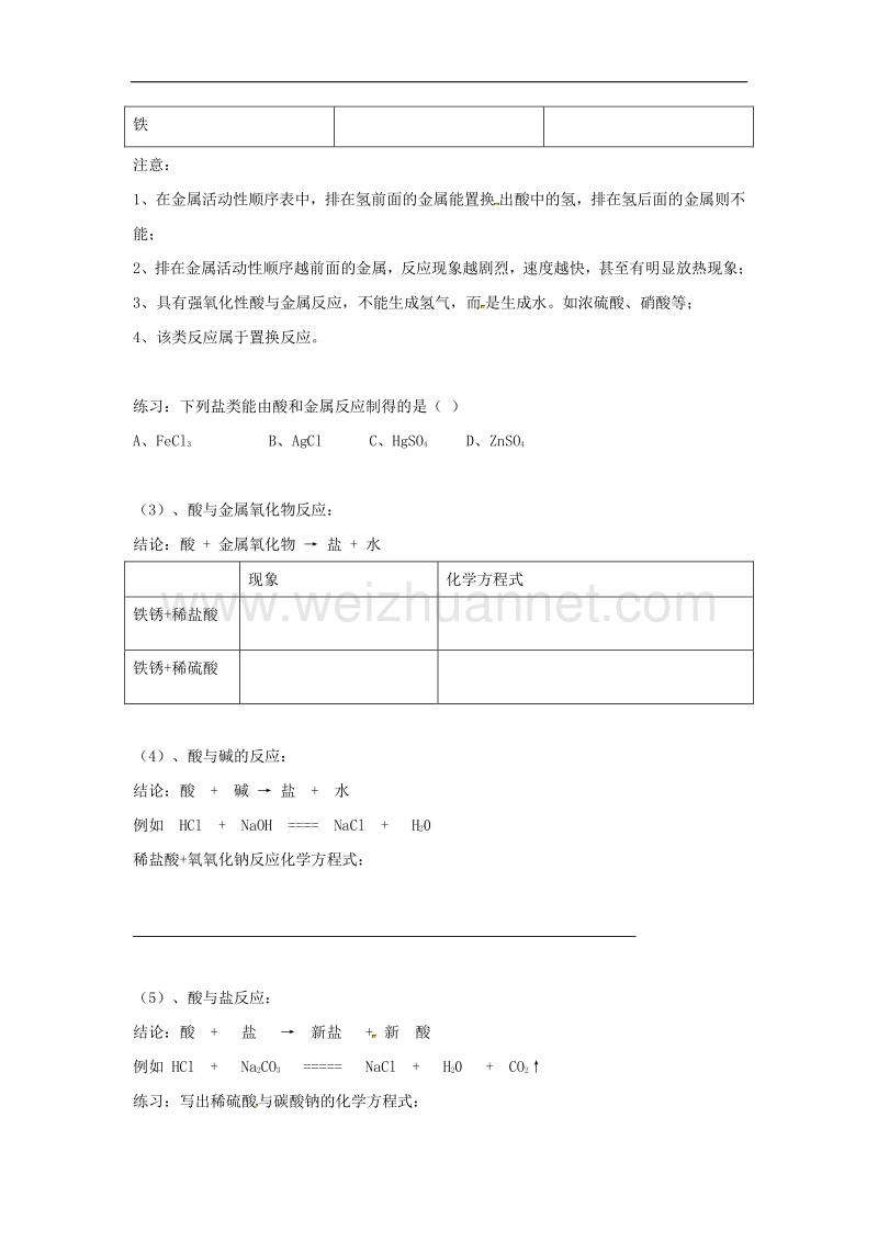 2018年广东省广州市南沙区九年级化学下册10.1常见的酸和碱（第2课时）同步测试题（无答案）（新版）新人教版.doc_第2页