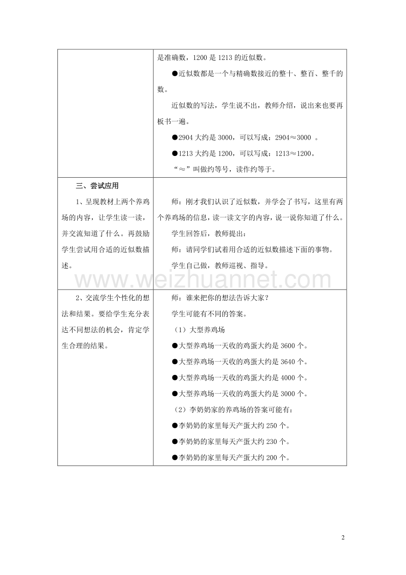 2016年三年级数学上册 第1单元 生活中的大数（近似数）教学设计 冀教版.doc_第2页