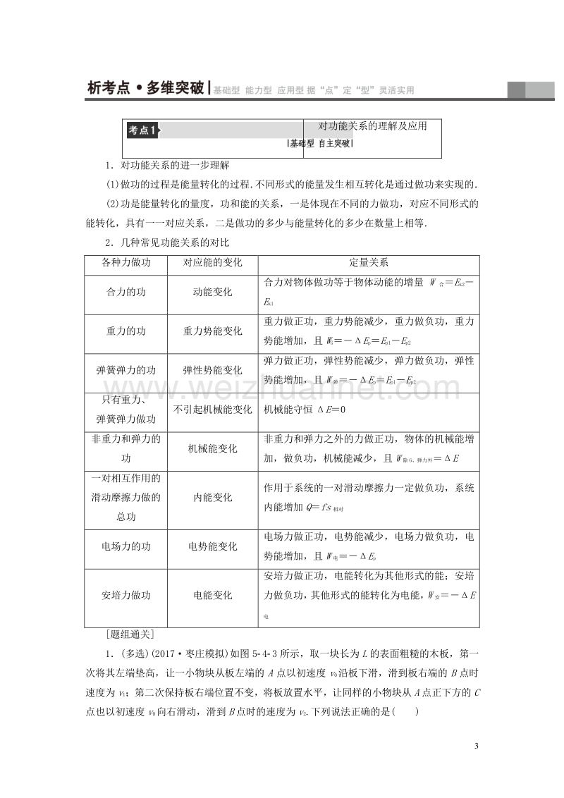 【通用版】2018高考物理一轮复习 第5章 机械能及其守恒定律 第4节 功能关系 能量守恒定律教师用书.doc_第3页