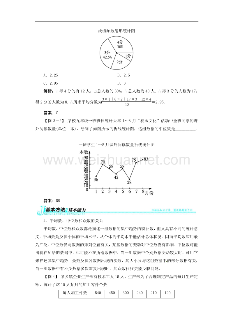 2018年八年级数学上册6.3从统计图分析数据的集中趋势例题与讲解素材（新版）北师大版.doc_第3页