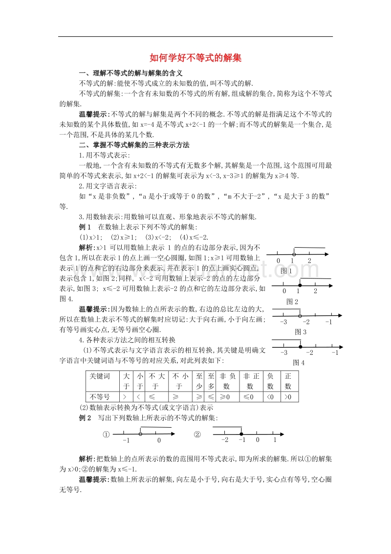 2018年八年级数学下册2.3不等式的解集如何学好不等式的解集素材（新版）北师大版.doc_第1页