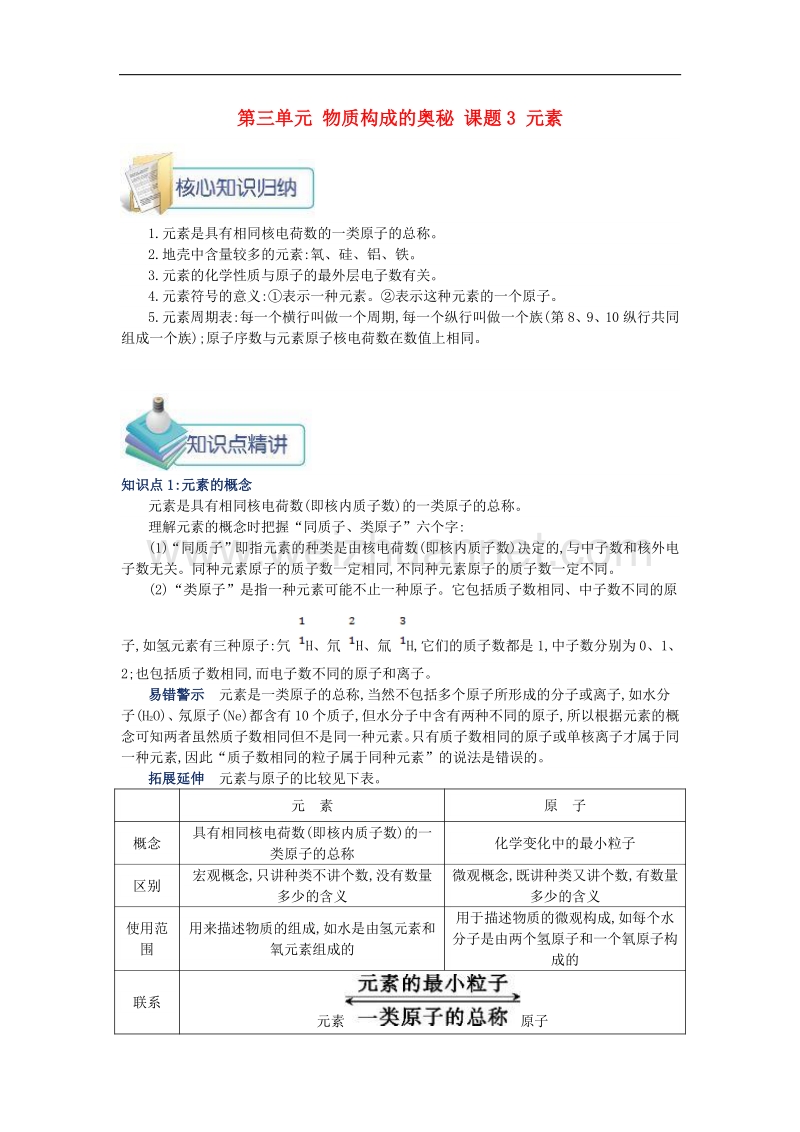 2018年九年级化学上册第三单元物质构成的奥秘课题3元素素材新人教版.doc_第1页